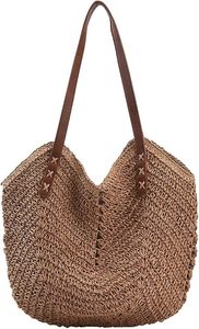 Stylish Handcrafted Straw Tote for Ladies Summer Beach With Woven Paper Rope Single Shoulder Bag - Product Image 3