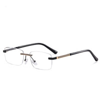 Nouvelles lunettes sans monture pour hommes, monture carrée classique, sans correction, style décontracté