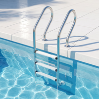 Échelle de piscine pré-assemblée HUAXI en acier inoxydable 304/316, robuste, résistante à la corrosion, marches antidérapantes, main courante de sécurité, argent