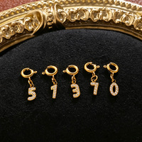 Accessoires de bijoux DIY en acier inoxydable, pendentif micro-pavé en zircon, breloques numérotiques porte-bonheur pour collier et bracelet