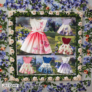 Robe d'été pour filles de 3 à 7 ans, col rond, manches volantes, style décontracté, coupe trapèze, couleur unie, pas cher, 2025, service ODM - Product Image 3