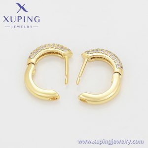 Trang Sức XUPING A00910538 Bông Tai Huggie Kim Cương Cổ Điển Nhiều Hàng Nút Tinh Tế Cổ Điển Đá CZ Tổng Hợp Màu Vàng 14K 3A + - Product Image 2