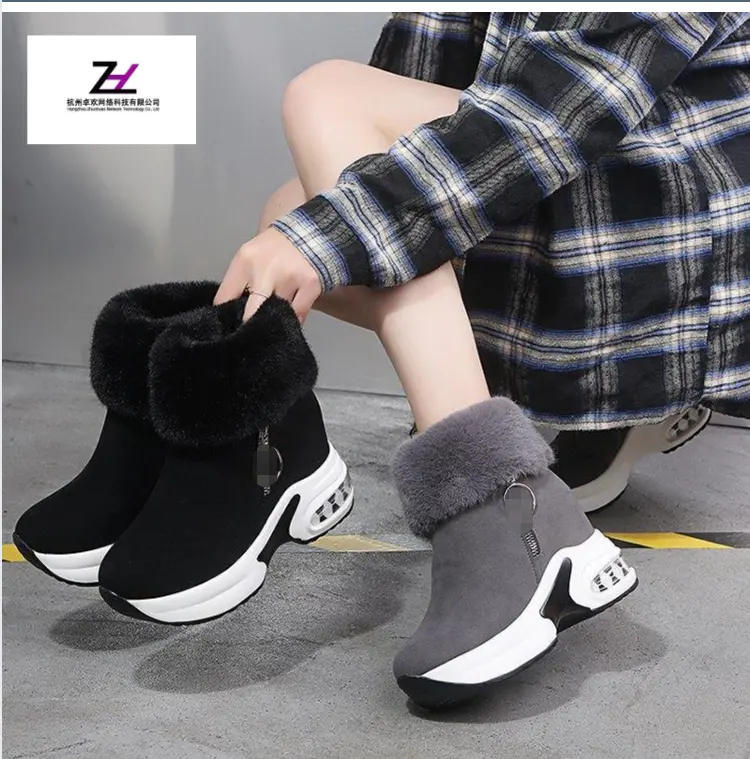 Fall autumn wholesale women's girl plush fluffy fashion snow winter warm boots shoes