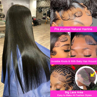 Wig Rambut Asli Brasil 100% Tanpa Lem, Sudah Di-prepluck, Lurus, Lace Frontal HD 13x4 13x6