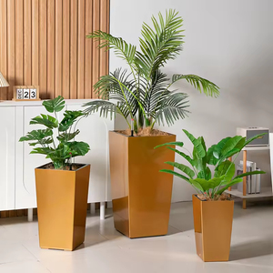 Maceta de Plástico PP Blanca Dorada para Plantas, Maceta y Jardinera Sencilla para <span class=keywords><strong>Hotel</strong></span>, Maceta de Plástico Moderna para Decoración de Interiores del Hogar - Product Image 2