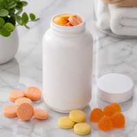 Flacon de pilules en plastique HDPE de 200 ml avec logo personnalisé, conteneur à large ouverture de 200 cc pour capsules de vitamine C avec bouchon à vis pour compléments alimentaires