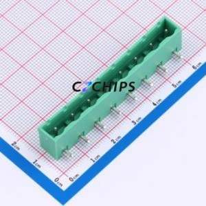 MX2EDGRC-7.62-08P-GN01-Cu-A Plug-in Terminal Block Bent Lead Through Hole,P=7.62mm Board-to-Board / Socket - Closed 1x8P 7.62mm - Product Image 1