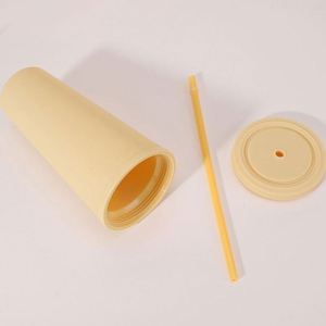Custom Logo 16oz 24oz BPA Free <b>Double</b> <b>Wall</b> Matte Rubber Finish Tumbler Promotional Gift Plastic Coffee <b>Mug</b> with Straw and Lid - Product Image 4