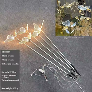 Luces de carretera luminosas de mariposa acrílica de cinco cabezas a prueba de agua, luces de <span class=keywords><strong>suelo</strong></span> de Metal con energía Solar para diseño de sitio de boda - Product Image 3