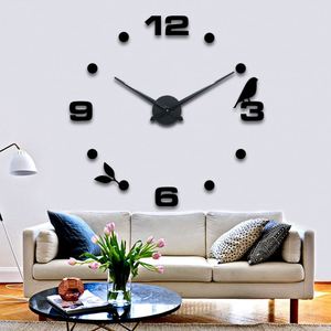 <b>Large</b> Wall Clock Quartz 3D DIY Big Watch Decorative Kitchen Clocks Acrylic Mirror <b>Sticker</b> Oversize Wall Clocks Home <b>Letter</b> Deco - Product Image 1