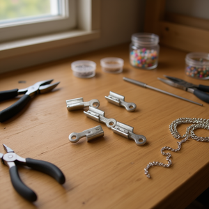 Connettore Ilan per catena a sfera da 4 mm, 200 pezzi, accessorio per la creazione di gioielli con giunti in metallo bianco K - Product Image 2