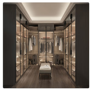 Cbmmart ตู้เสื้อผ้าหรูหราดีไซน์ทันสมัยสำหรับเดินในตู้เสื้อผ้าแผงประตูกระจกตู้เสื้อผ้าตู้เสื้อผ้าห้องนอนที่ทันสมัยทำจากไม้ - Product Image 2