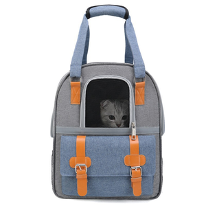 Pet <b>Backpack</b> Carrier Soft-Sided Zipper Closure Breathable Oxford Material Gray Green Color for <b>Cats</b> 30x21x41cm - Product Image 1