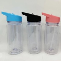 Nouvelle arrivée 10oz boule à neige en plastique à double paroi bouteille d'eau pour enfants livrée avec trou pré-percé et bouchons