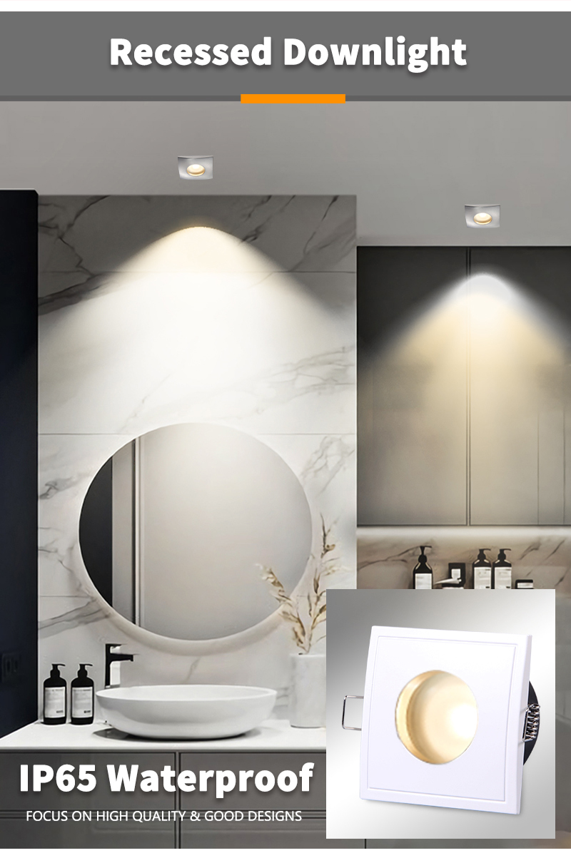 Cob Recessed Downlights Square Water Proof 4000k MR16 bathroom