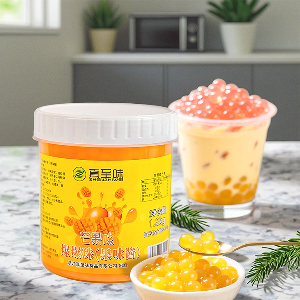 Blueberry Mango Passion Fruit Strawberry Infused Popping Boba Tapioca Ball Bubble Tea Ingredient