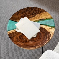 Table à manger en résine époxy en bois massif, vente en gros