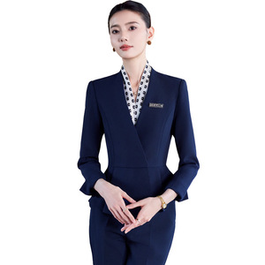White Women's Suit Set Long Sleeve Short Skirt Office Lady Anti-Wrinkle Spring Polyester Formal Wear - Product Image 5