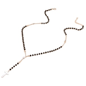 Collar con colgante largo de Cruz para mujer, joyería hecha a mano de iglesia cristiana <span class=keywords><strong>y</strong></span> católica, cuentas de Rosario, regalos de San Valentín - Product Image 1
