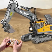 Juguete de Construcción de Aleación RC: Bulldozer con Luces LED y Sonido, Modelo de Bulldozer RC, Juguetes de Coche Excavadora RC