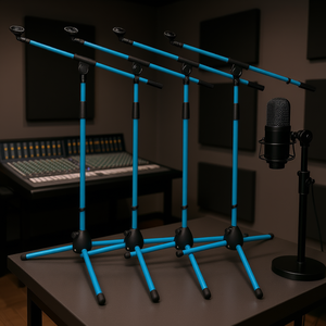 ขาตั้งไมโครโฟนแบบปรับได้ 4 ท่อน รุ่น MS 080 สีฟ้า สำหรับร้องเพลง พร้อมอุปกรณ์เสริมไมโครโฟน - Product Image 2