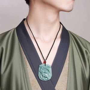 หยกธรรมชาติสีน้ำเงินหยกน้ำจืด จี้หยก UNISEX รูปมังกรเต่า สไตล์จีน ดีไซน์ดั้งเดิม ของขวัญพร้อมใบรับรอง DW27 - Product Image 4