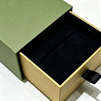 Boîte cadeau tiroir vert olive pour bijoux, boîte d'emballage rigide en carton doublée de velours avec tiroir doré, logo personnalisé, vente en gros