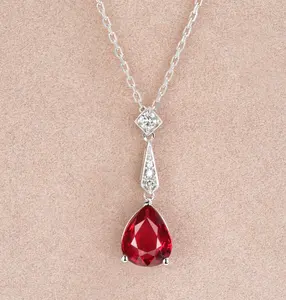 Luxury solid 14K real gold jewelry CZ diamond gemstone necklace