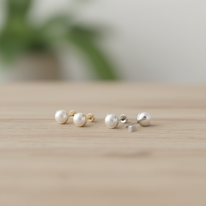 Boucles d'oreilles Angelina en acier inoxydable plaqué or avec imitation perle, bijoux classiques unisexes, cadeau - Product Image 2