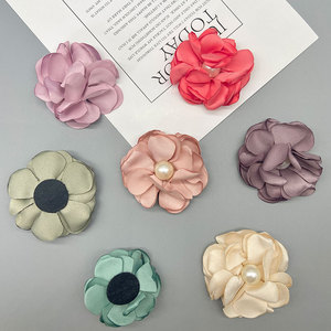 Fabric Pearl Camellia Flower Hair <b>Accessories</b> 5cm Korean Style <b>Wedding</b> Decorations For Clothing Shoes Bags - Product Image 2
