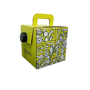 Color amarillo proveedor de China barato respetuoso con el medio ambiente cartón bebida portador contenedor para ir caja de café desechable 96 Oz café Dis