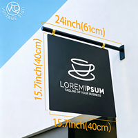 Enseigne murale double face en métal avec logo personnalisé, taille standard, pour restaurant, extérieur, noir et blanc