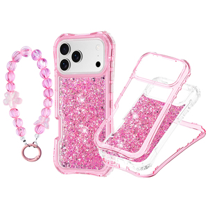 BEAUTYLINE Étui de téléphone portable 3 en 1 avec paillettes, protection unique à 360 degrés pour <span class=keywords><strong>iPhone</strong></span> 12 <span class=keywords><strong>13</strong></span> 14 15 16 17 <span class=keywords><strong>Pro</strong></span> Max, étuis de bonne qualité - Product Image 1