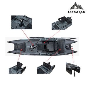 Kayak LSF 3,82 m pour 1 ou 2 personnes, kayak à pédales pour la pêche en mer et les sports <span class=keywords><strong>de</strong></span> plein air, <span class=keywords><strong>avec</strong></span> une capacité incroyable, fabriqué en HDPE durable - Product Image 5