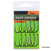 Hameçons de pêche à la carpe en acier à haute teneur en carbone, courbés, à œil tubulaire, à ardillon, coulants, pour la pêche à la carpe européenne, vente en gros