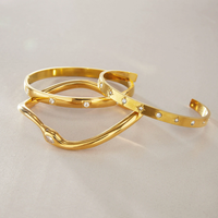 Ensemble de bracelets chaîne en acier inoxydable plaqué or avec zircon, inaltérable, pour femme, bijoux minimalistes haut de gamme, cadeau de luxe léger