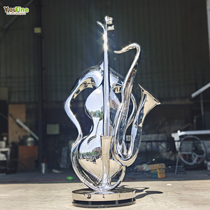 Miroir YOUFINE pour espaces contemporains ou décoration de galerie, miroir en acier inoxydable, <span class=keywords><strong>sculpture</strong></span> <span class=keywords><strong>abstraite</strong></span> de violoncelle - Product Image 5