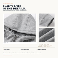 Sudadera con capucha personalizada de algodón y poliéster de alto gramaje con cremallera completa, cuello alto, bordado de silicona, unisex, oversize, transpirable, estilo urbano