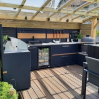 Patio personnalisé étanche à l'humidité en acier inoxydable 304 Armoires de cuisine d'extérieur Cuisine de jardin de haute qualité KAMATO BBQ Grill