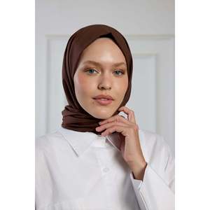 Écharpe en coton pur marron - Product Image 3