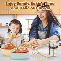 Kit d'outils de boulangerie maison pour pain au levain, comprenant un panier de levage, un pot de levain, un fouet à pâte, une lame à découper, une spatule et un tapis en silicone