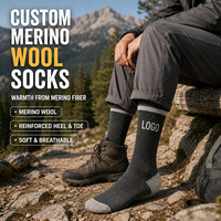 Chaussettes en laine mérinos tricotées sur mesure avec logo, chaussettes durables en laine naturelle pour la randonnée, marques d'extérieur, vente en gros OEM
