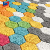 Panneau mural moderne HJ High NRC Hexagon en fibres de peuplier naturelles, silicate de ciment, ignifuge, écologique, modulaire, insonorisant