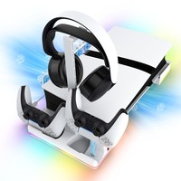 Nouvelle station de refroidissement multifonctionnelle horizontale avec éclairage RGB et trois ventilateurs pour console PS5 Slim