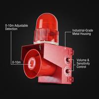 Sensor Gerak Industri Tugas Berat Alarm Suara dan Cahaya Lampu Strobo Merah Sirene Peringatan Tahan Air IP65 12V 24V Gerbang Keamanan Pabrik