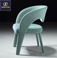Chaise de salle à manger de style italien, mobilier de restaurant de haute qualité, fauteuil en tissu givré, design en velours bleu