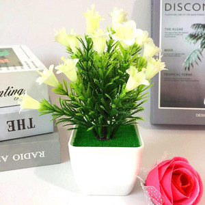 Plante de lys artificielle en pot Qi Xing, 18 cm, décoration miniature en plastique pour bureau, maison, verdure - Product Image 4