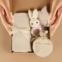 Coffret Cadeau Bébé Nouveau-né 0-12 Mois Multifonctionnel avec Bavoir, Couverture et Jouet – Vente en Gros
