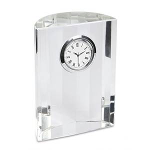 Crystal Desk <b>Clock</b> 110X80X40 Mm With <b>Roman</b> Numerals And Silver Frame - Product Image 1