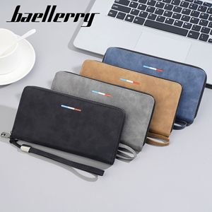 กระเป๋าสตางค์ใบยาวสำหรับผู้ชาย Baelerry สีเทา กระเป๋าคลัทช์อเนกประสงค์พร้อมสายคล้องข้อมือ ใช้ได้ทุกวัน - Product Image 3